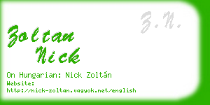zoltan nick business card