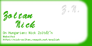 zoltan nick business card